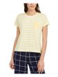 MAISON JULES Womens Yellow Striped Short Sleeve Crew Neck T-Shirt Online