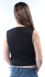 KIIND OF Womens Black Cut Out Sleeveless V Neck Crop Top For Cheap