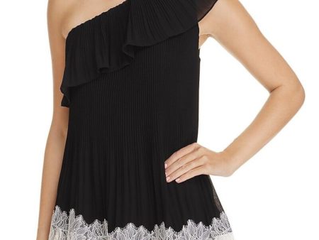 MICHAEL KORS Womens Stretch Pleated Sleeveless Asymmetrical Neckline Evening Top Online now