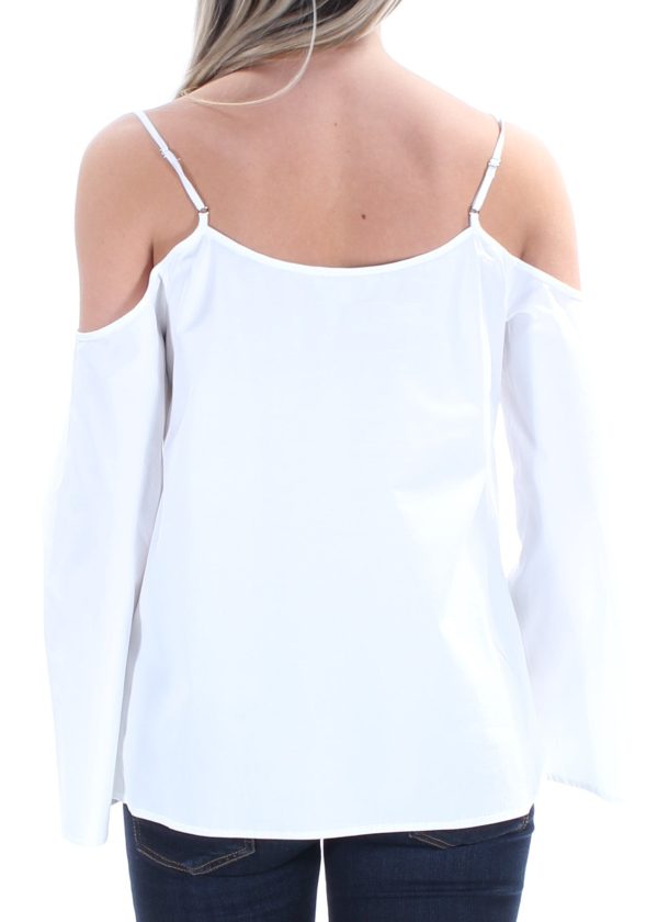 1. STATE Womens White Cold Shoulder Long Sleeve V Neck Top For Discount