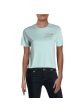 REBELLIOUS ONE Womens Light Blue Printed Short Sleeve Crew Neck T-Shirt Sale