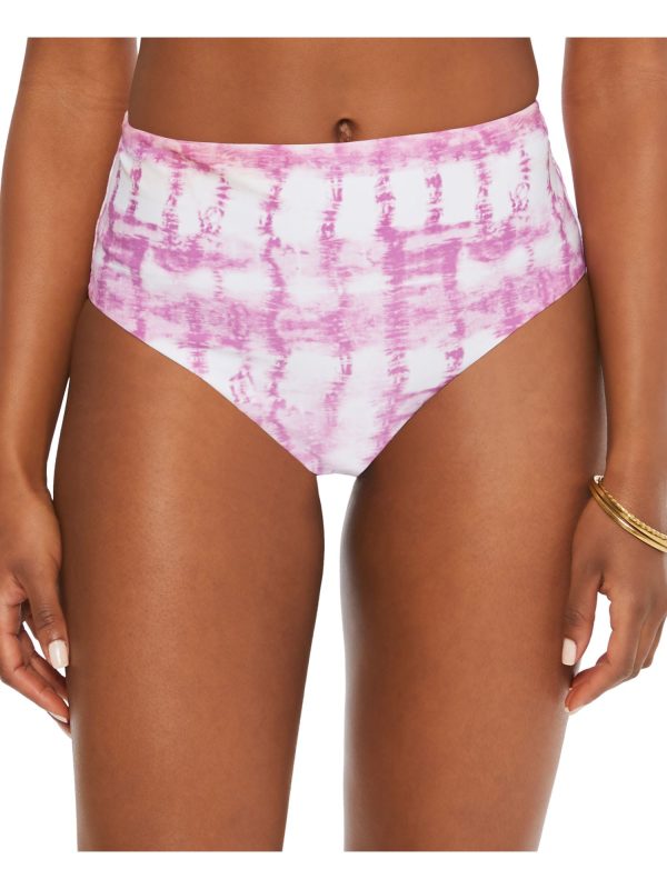 BAR III Women s Purple Tie Dye Stretch Lined Full Coverage High Waisted Swimsuit Bottom Online now