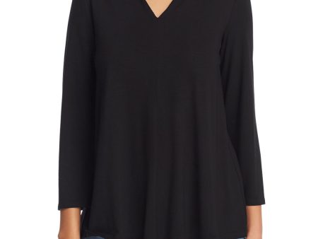 EIGHT EIGHT EIGHT Womens Black Long Sleeve V Neck Top Online Sale