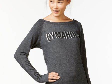 IDEOLOGY Womens Gray Thumb Holes Gymaholic Long Sleeve Jewel Neck Top Online