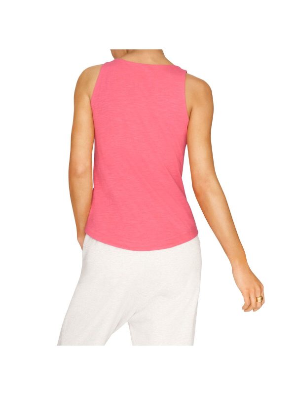 B NEW YORK Womens Pink Stretch Fitted Built-in Shelf Bra Sleeveless Square Neck Tank Top For Discount