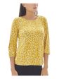 JONES NEW YORK Womens Yellow 3 4 Sleeve Round Neck Top Supply