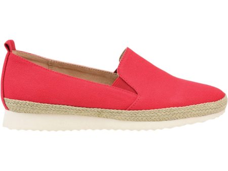 JOURNEE COLLECTION Womens Red Twin Side Gore Back Pull Tab Comfort Leela Round Toe Wedge Slip On Espadrille Shoes M on Sale