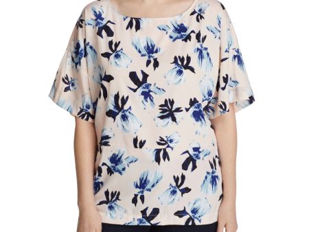 JUNAROSE Womens Sheer Floral Short Sleeve Round Neck Wear To Work Top For Sale