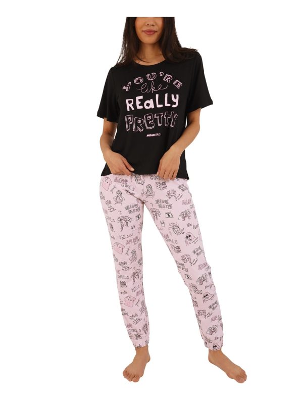 RETROSPECTIVE CO. Pink Graphic Short Sleeve Cuffed Everyday Pajamas For Discount