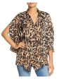 KENNETH COLE NEW YORK Womens Beige Animal Print Split Tunic Top Discount