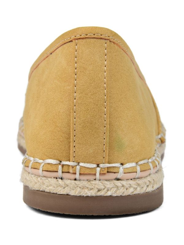 JOURNEE COLLECTION Womens Yellow Woven Cap Toe Perforated Comfort Rosela Round Toe Slip On Espadrille Shoes M on Sale