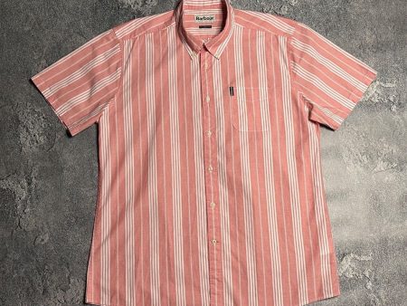 BARBOUR Mens Pink Striped Short Sleeve Button Down Casual Shirt Online