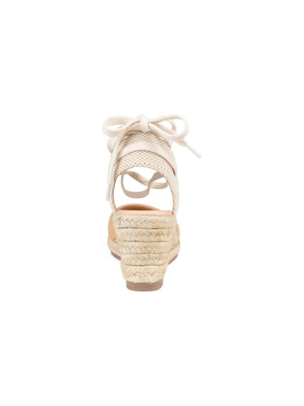 JOURNEE COLLECTION Womens Beige 1 2  Platform Interchangeable Laces Jute Wrapped Open Back Shoe Padded Monte Round Toe Wedge Lace-Up Espadrille Shoes Online now