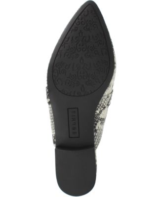 ESPRIT Womens Black Grey Beige Snakeskin Print Band Overlay Cushioned Jade Pointed Toe Slip On Mules Fashion