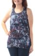 KIIND OF Womens Blue Racerback  Mesh Printed Sleeveless Jewel Neck Hi-Lo Top For Sale