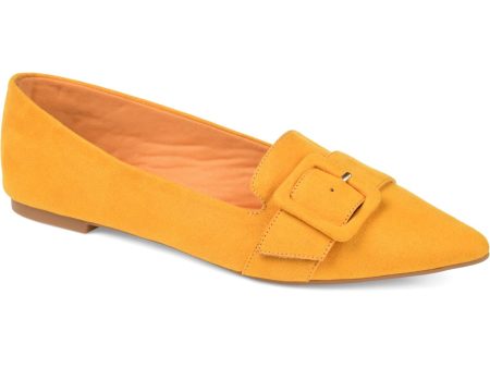 JOURNEE COLLECTION Womens Yellow Buckle Accent Cushioned Audrey Pointed Toe Slip On Loafers Shoes M Online Hot Sale