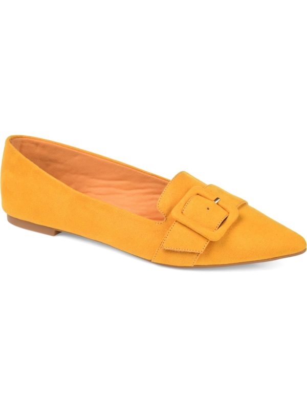 JOURNEE COLLECTION Womens Yellow Buckle Accent Cushioned Audrey Pointed Toe Slip On Loafers Shoes M Online Hot Sale