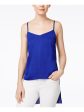 KENSIE Womens Blue Spaghetti Strap V Neck Intimates Hi-Lo Top Online Sale