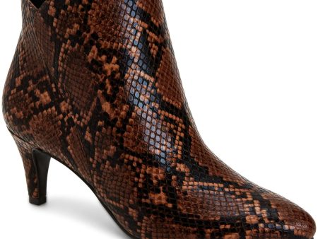 ALFANI Womens Brown Snake Skin Print Step N Flex Comfort Harpper Almond Toe Kitten Heel Zip-Up Booties M For Discount