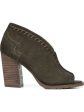 ZODIAC Womens Green Stitching Detail Mia Peep Toe Stacked Heel Zip-Up Leather Shootie M Hot on Sale