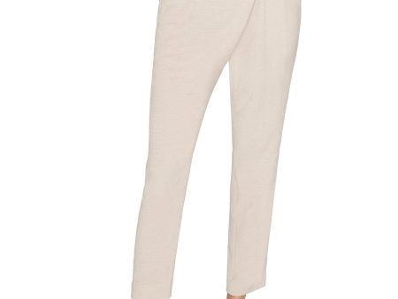 B NEW YORK Womens Beige Textured Pocketed Pull On Style Ankle Length Wear To Work Pants Online Hot Sale