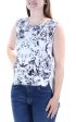 KIIND OF Womens White Printed Sleeveless Jewel Neck Hi-Lo Top Discount