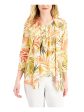 KASPER Womens Yellow Printed 3 4 Sleeve Open Front Wear To Work Top Supply