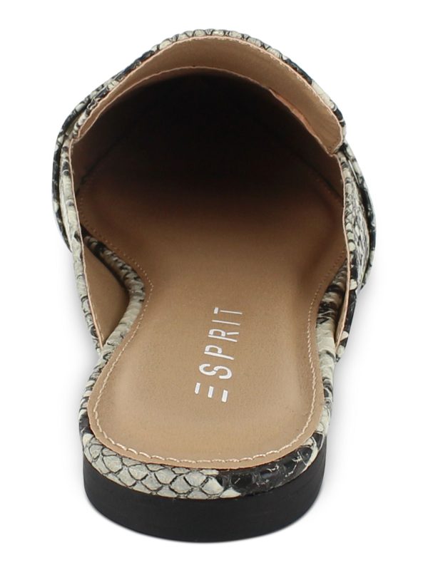 ESPRIT Womens Black Grey Beige Snakeskin Print Band Overlay Cushioned Jade Pointed Toe Slip On Mules Fashion