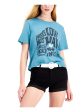 JUNK FOOD Womens Stretch Logo Graphic Short Sleeve Crew Neck T-Shirt Online