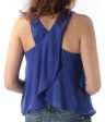 RACHEL ROY Womens Blue Sleeveless Jewel Neck Wrap Top For Cheap