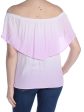 ULTRA FLIRT Womens Purple Flounce Short Sleeve Off Shoulder Top For Discount