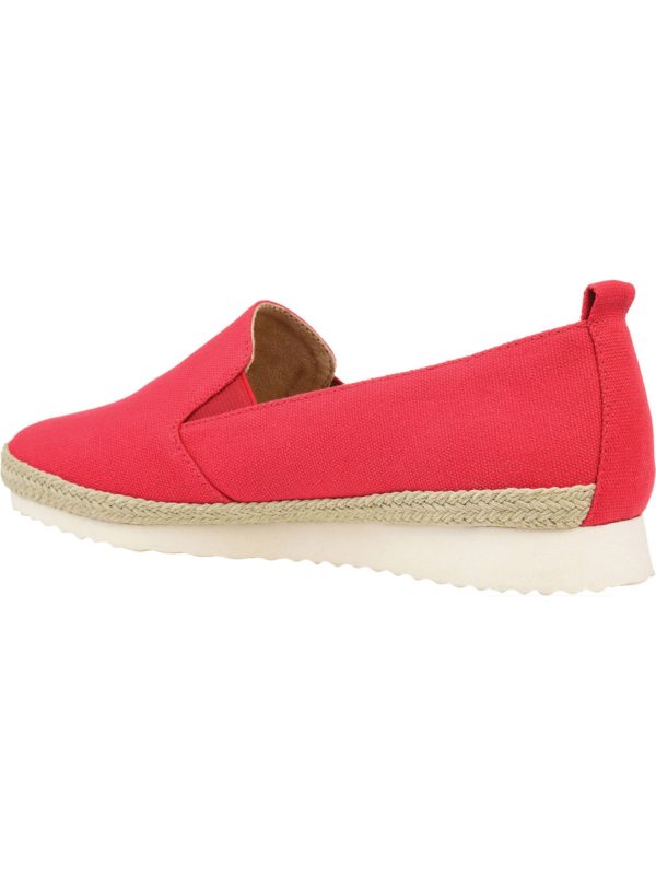 JOURNEE COLLECTION Womens Red Twin Side Gore Back Pull Tab Comfort Leela Round Toe Wedge Slip On Espadrille Shoes M on Sale