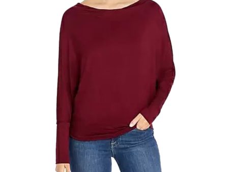 ELAN Womens Maroon Long Sleeve Top Cheap