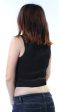 KIIND OF Womens Black Sleeveless V Neck Crop Top Cheap