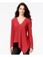 RACHEL ROY Womens Red Long Sleeve V Neck Top Online