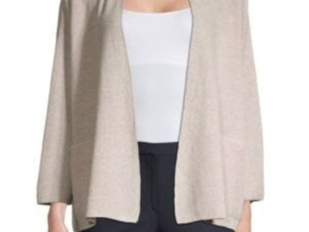 EILEEN FISHER Womens Beige Pocketed Textured Oversized Fit Cardigan 3 4 Sleeve Open Front Sweater Online