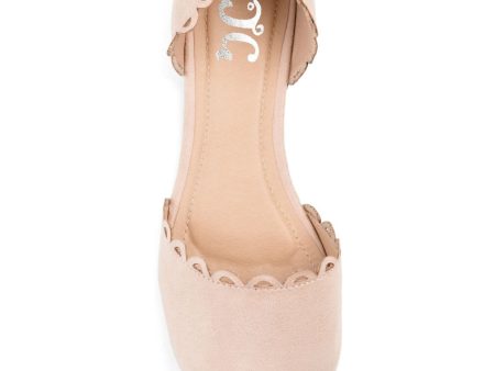 JOURNEE COLLECTION Womens Beige Dorsay Scalloped Padded Jezlin Pointed Toe Slip On Flats Shoes on Sale