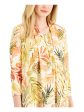 KASPER Womens Yellow Printed 3 4 Sleeve Open Front Wear To Work Top Supply