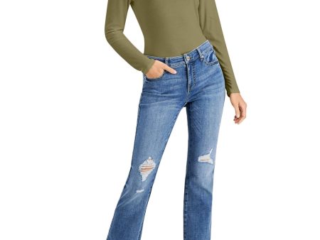 INC Womens Green Long Sleeve Scoop Neck Top For Cheap