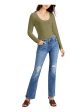 INC Womens Green Long Sleeve Scoop Neck Top For Cheap