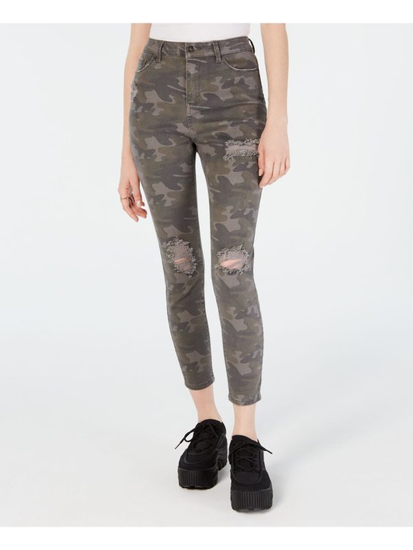 VANILLA STAR Womens Gray Camouflage Skinny Jeans Supply