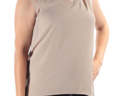 BAR III Womens Brown Sleeveless V Neck Hi-Lo Top Online