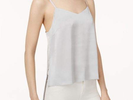 KENSIE Womens Silver Spaghetti Strap Jewel Neck Hi-Lo Top Online now