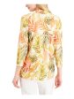 KASPER Womens Yellow Printed 3 4 Sleeve Open Front Wear To Work Top Supply