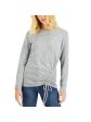 INC Womens Gray Metallic Side Ruched With Tie Long Sleeve Crew Neck Top Online now