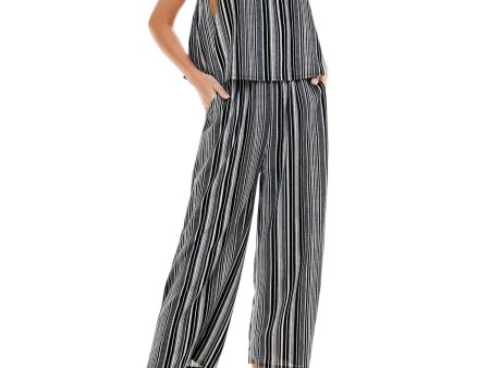 KINGSTON GREY Womens Pocketed Striped Strapless Wide Leg Jumpsuit Fashion