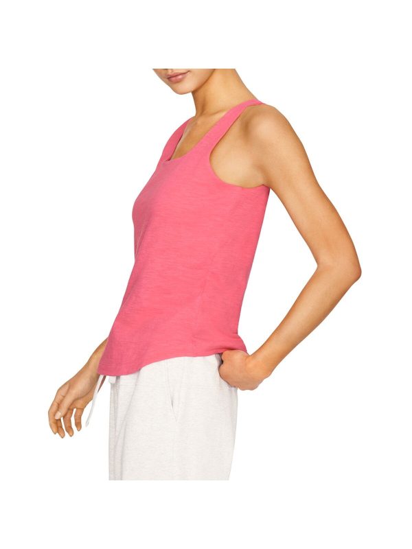 B NEW YORK Womens Pink Stretch Fitted Built-in Shelf Bra Sleeveless Square Neck Tank Top For Discount