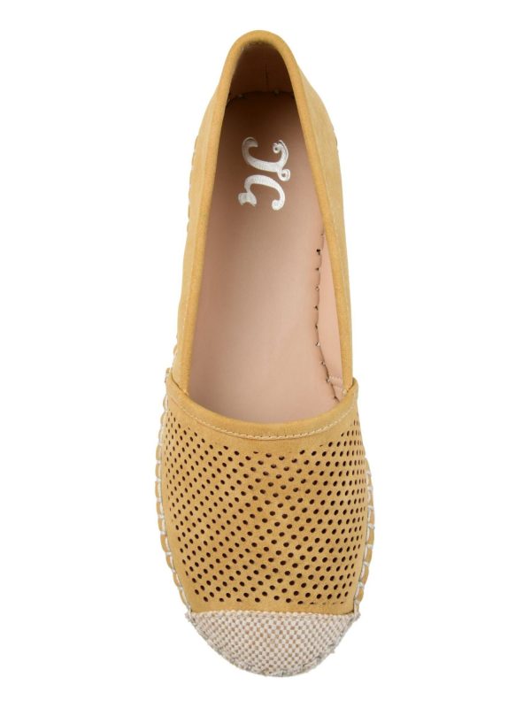 JOURNEE COLLECTION Womens Yellow Woven Cap Toe Perforated Comfort Rosela Round Toe Slip On Espadrille Shoes M on Sale