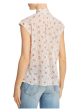 REBECCA TAYLOR Womens Beige Floral Cap Sleeve Tie Neck Top Supply