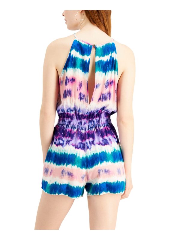 BEBOP Womens Tie Tie Dye Sleeveless Halter Romper For Discount